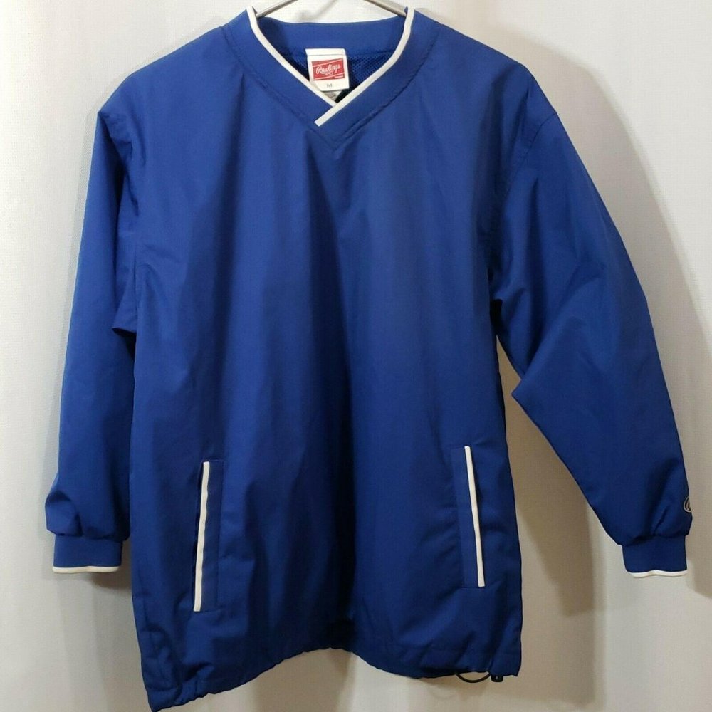 Rawlings Pullover Warm up Shirt Mens Medium Blue